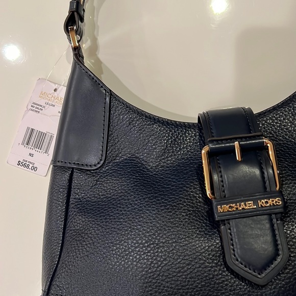 New Michael Kors Lillian M Shoulder Leather Bag navy - Picture 2 of 9